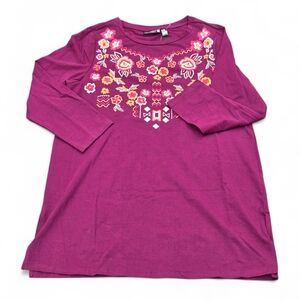 Antthony Magenta Top with Vibrant Floral Embroidery